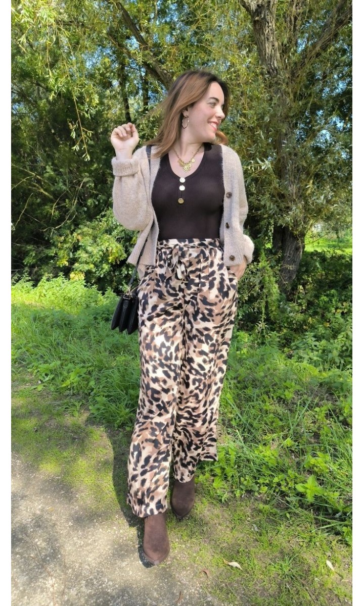 Pantalon Aka ceinture fluide - viscose – coloris marron