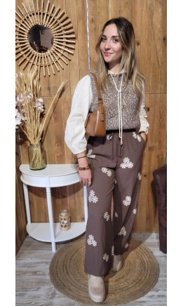 Pantalon Axelle fluide confortable – coloris taupe