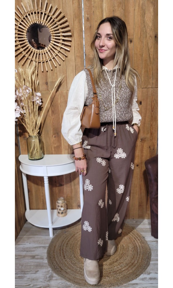 Pantalon Axelle fluide confortable – coloris taupe