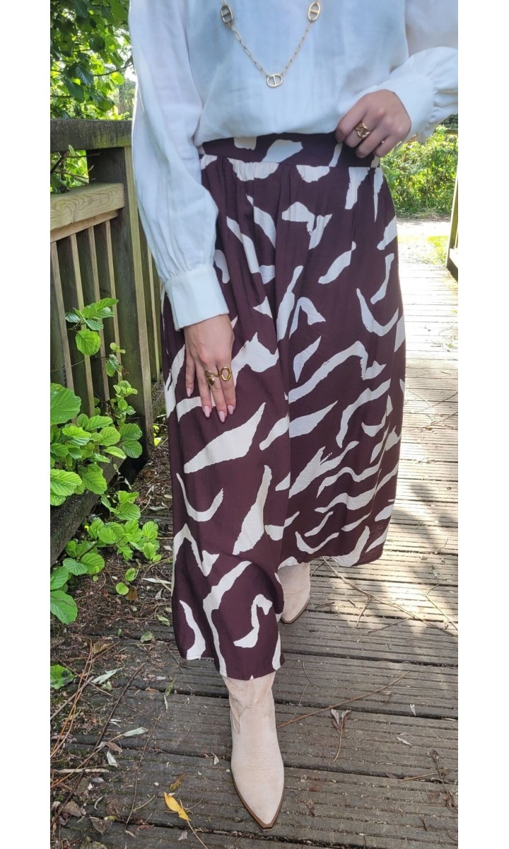 Jupe Joe fluide doublée - taille élastique – coloris marron