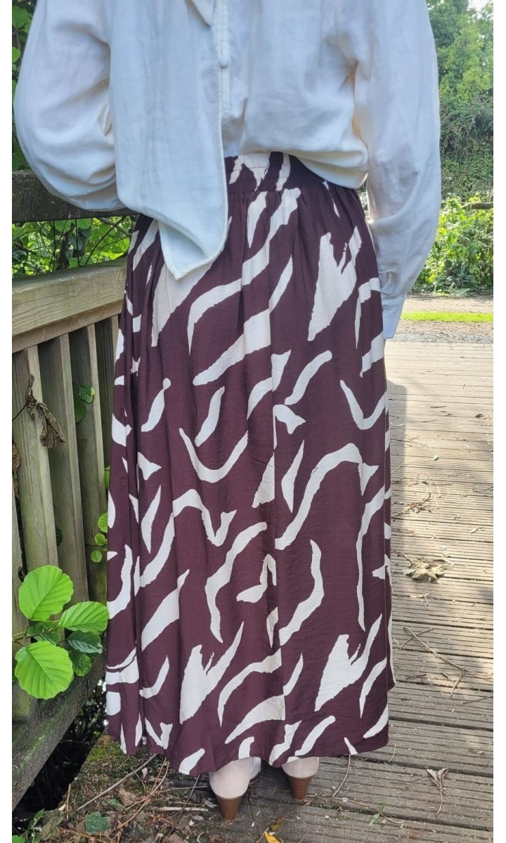 Jupe Joe fluide doublée - taille élastique – coloris marron, vue 3