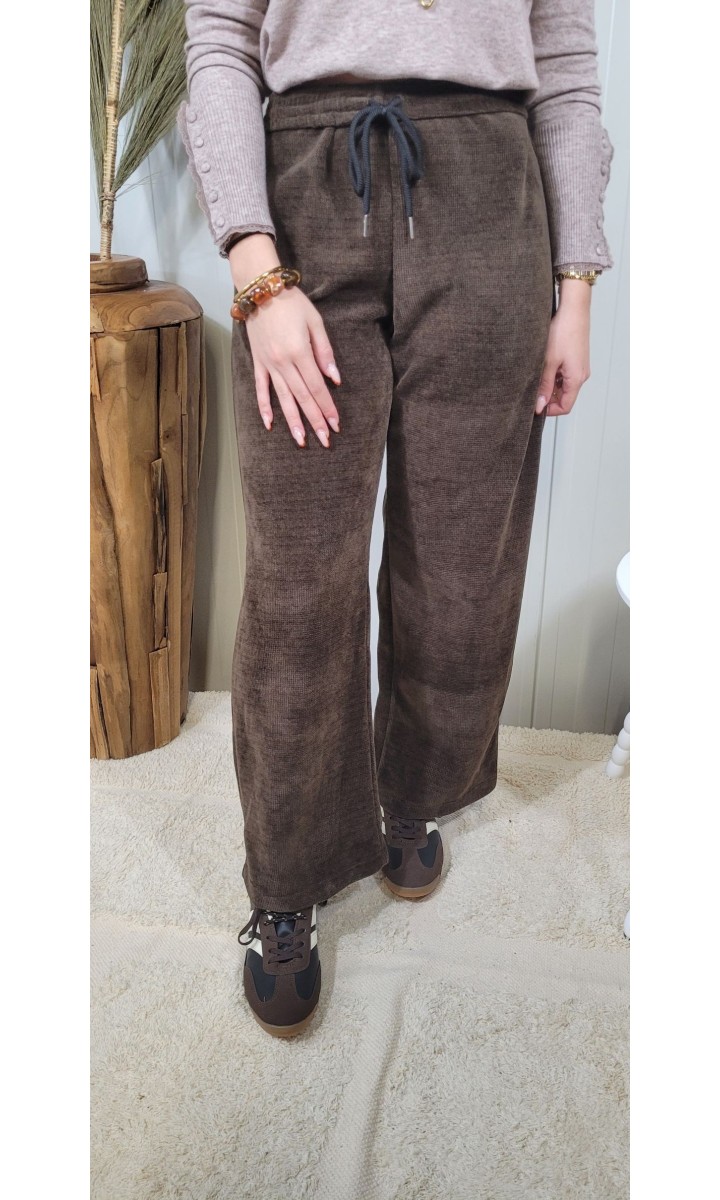 Pantalon Micka velours - lien coulissant – coloris marron