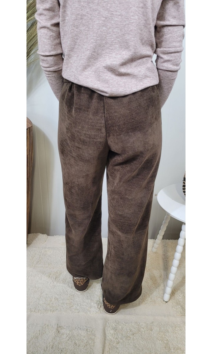 Pantalon Micka velours - lien coulissant – coloris marron, vue 2