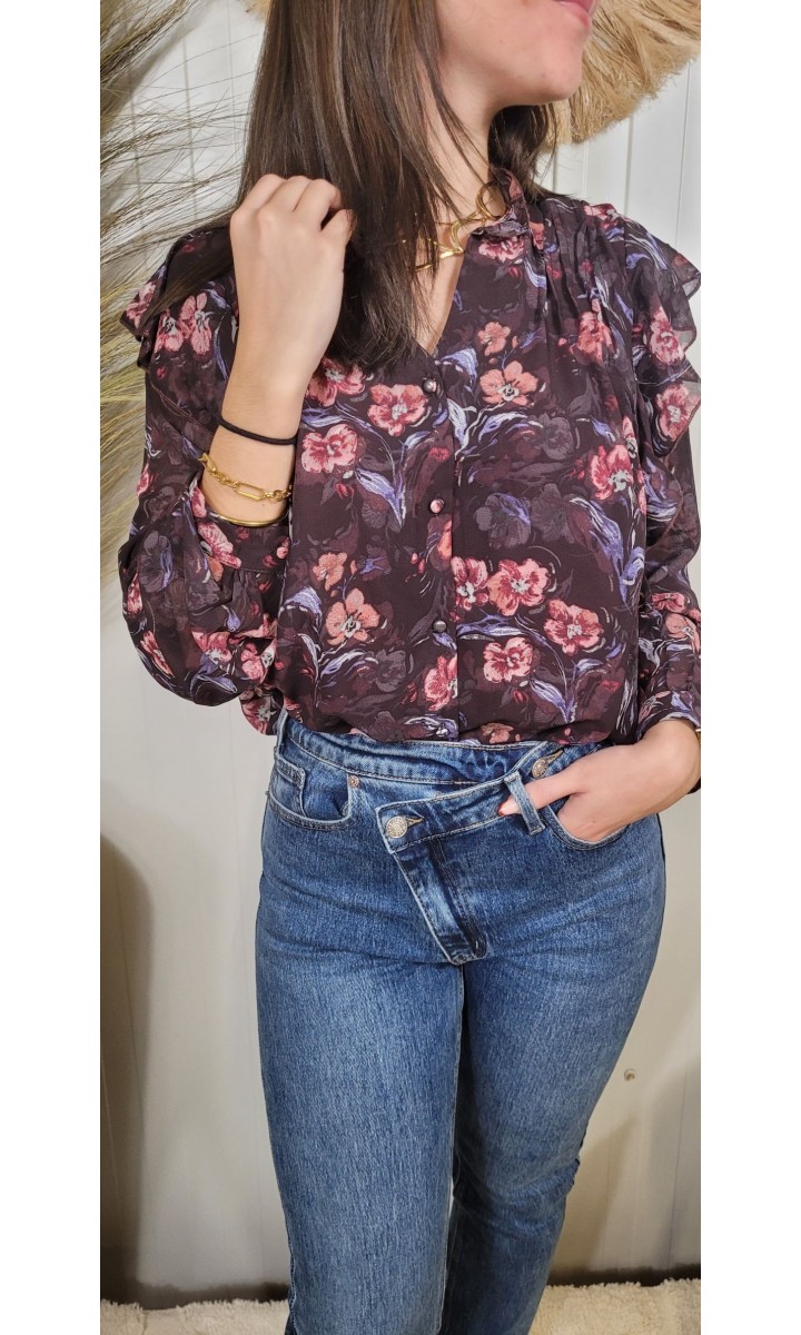 Chemise Mathilde col montant - motif floral – coloris multicolore, vue 2