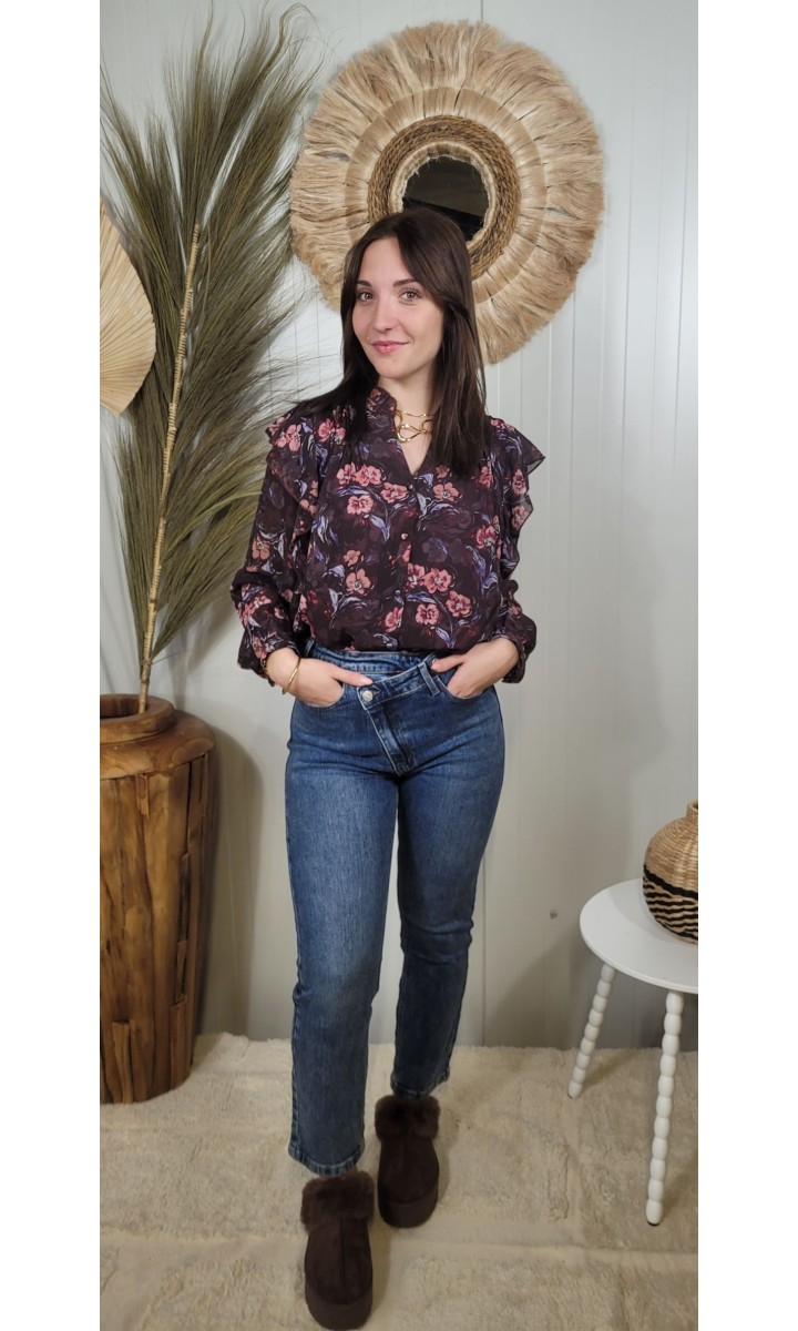 Chemise Mathilde col montant - motif floral – coloris multicolore, vue 3