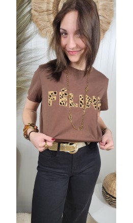 T-shirt Tissia col rond - 100 % coton – coloris marron