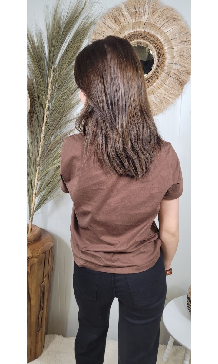 T-shirt Tissia col rond - 100 % coton – coloris marron, vue 2