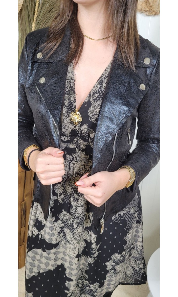 Veste Dorine effet brillant zippée – coloris noir