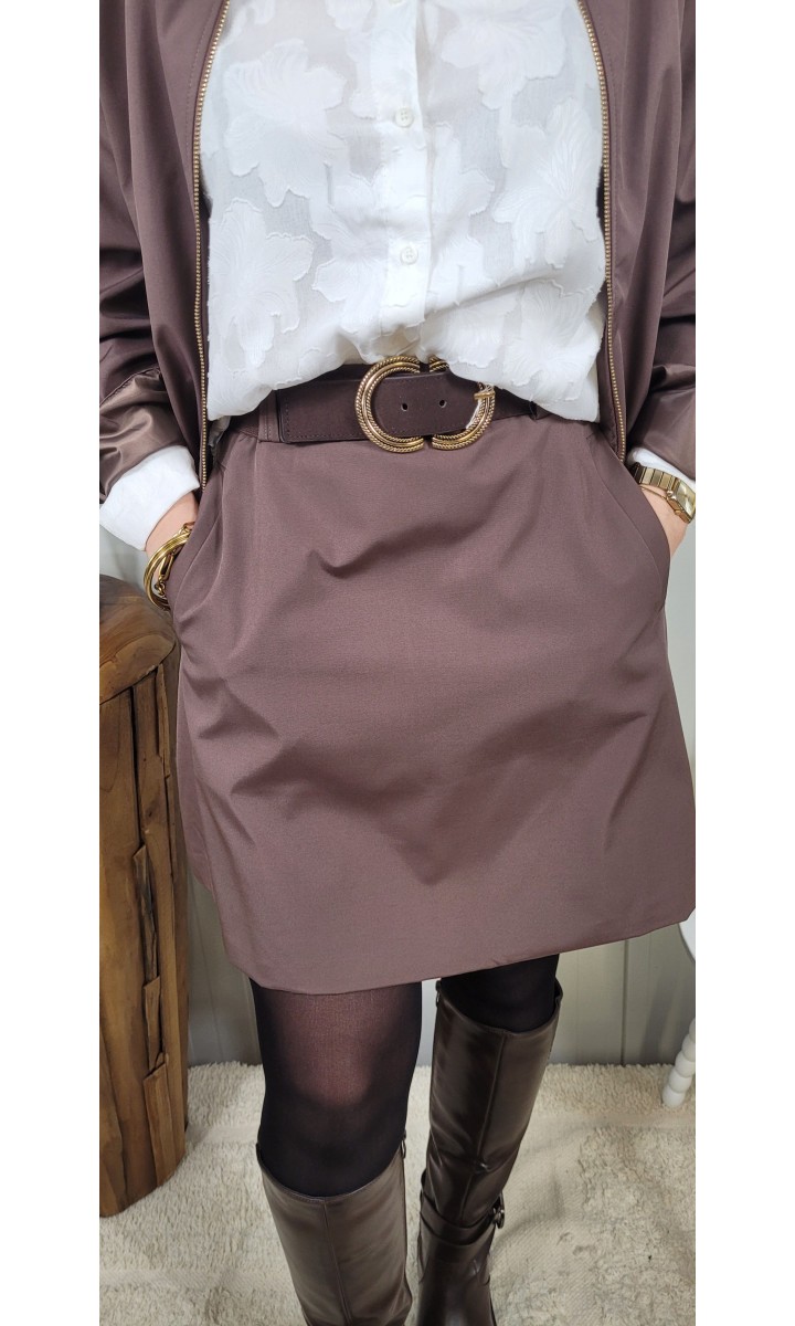 Jupe Pamela droite satinée – coloris marron, vue 2