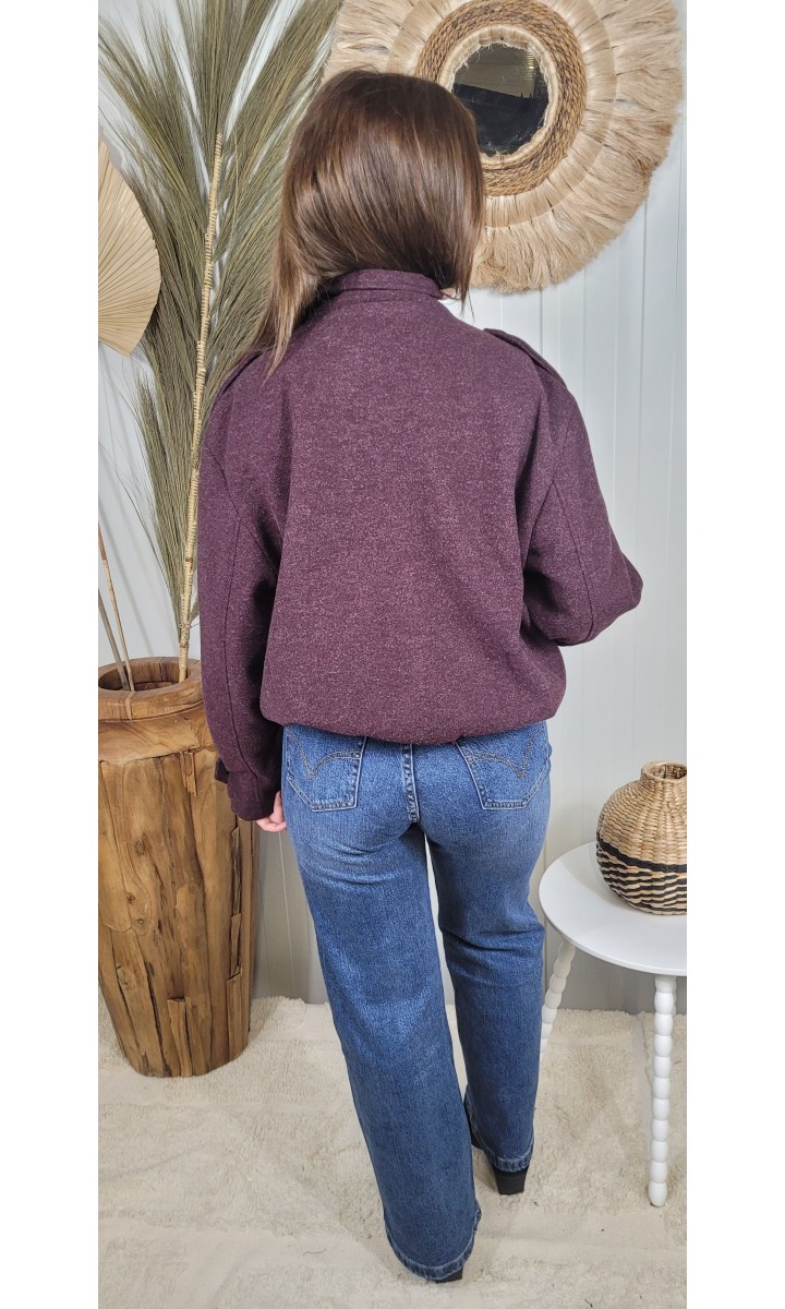 Veste Géraldine oversize doublée satin – coloris burgundy, vue 4