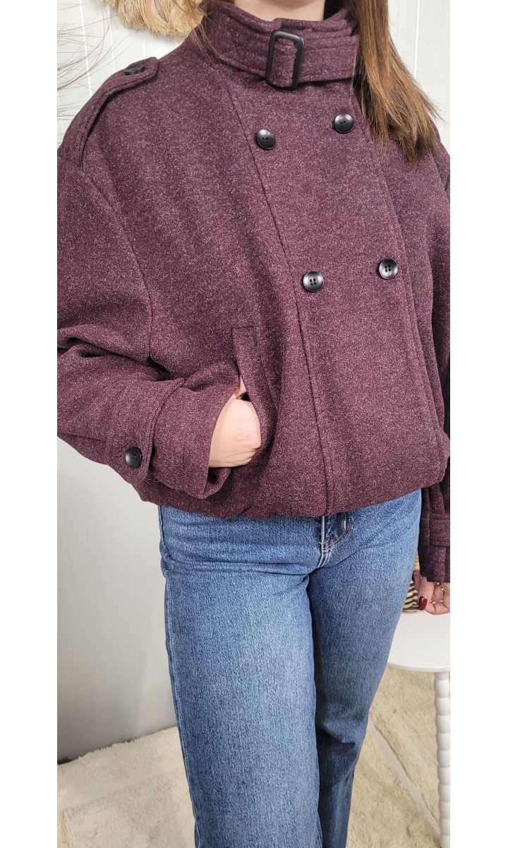 Veste Géraldine oversize doublée satin – coloris burgundy, vue 5