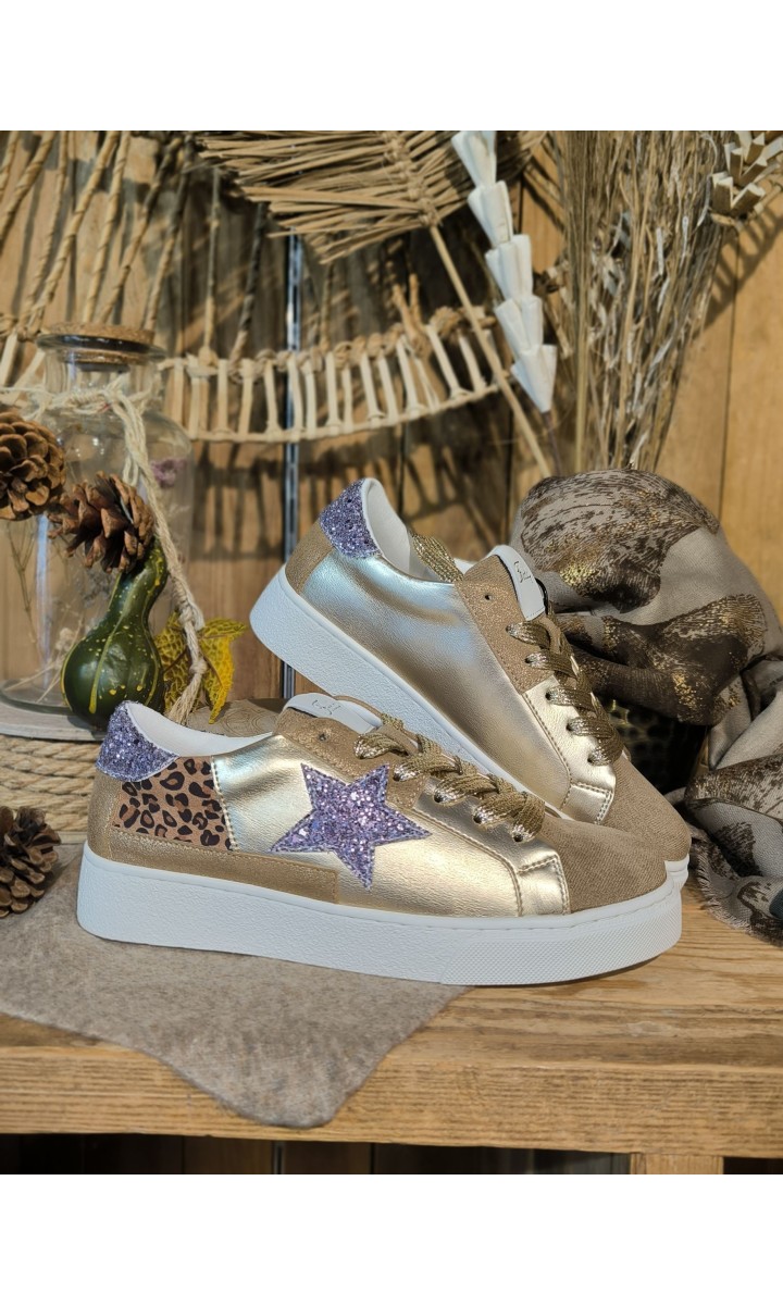 Baskets Etina strass et léopard – coloris multicolore