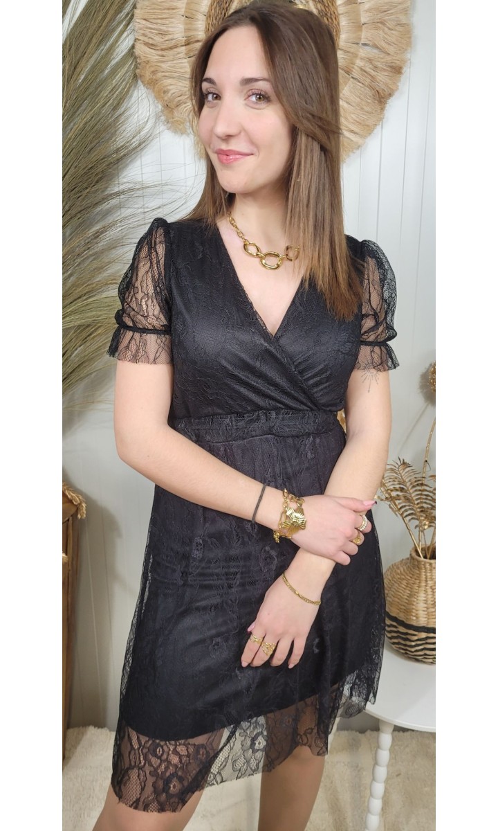 Robe Nalie courte doublée - manches longues – coloris noir, vue 2