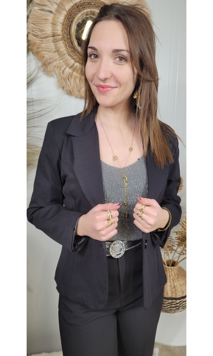 Veste blazer Magalie strass dans le dos – coloris noir, vue 2