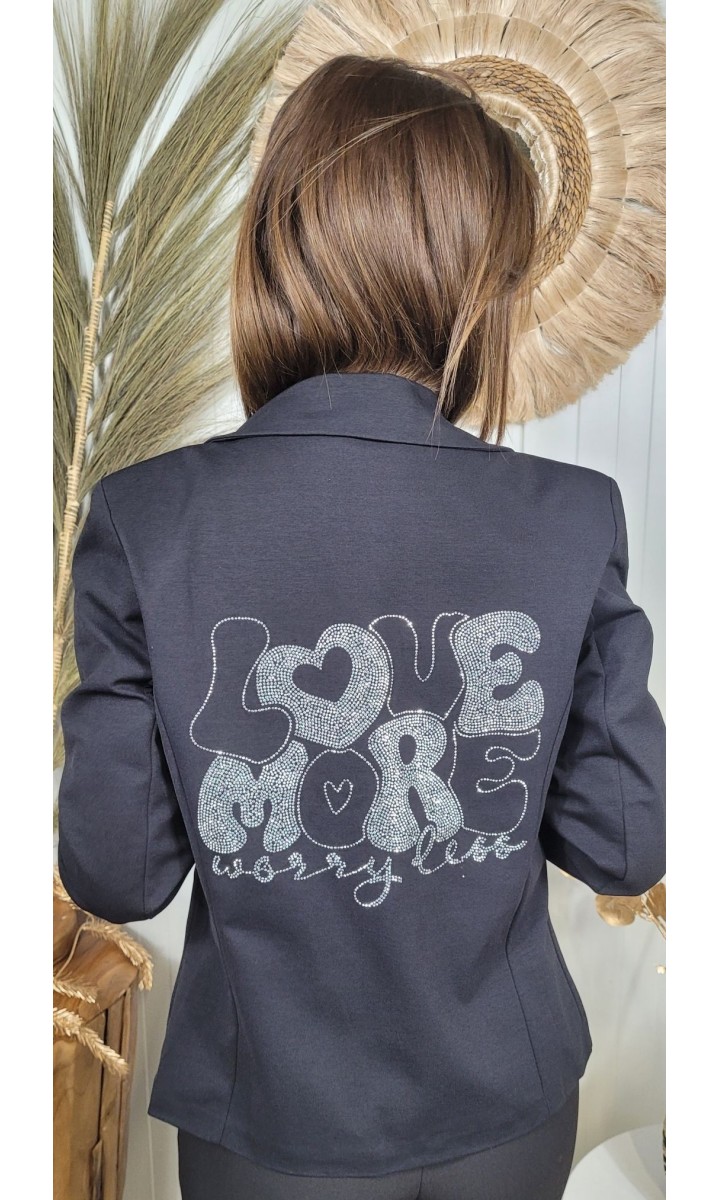 Veste blazer Magalie strass dans le dos – coloris noir, vue 3
