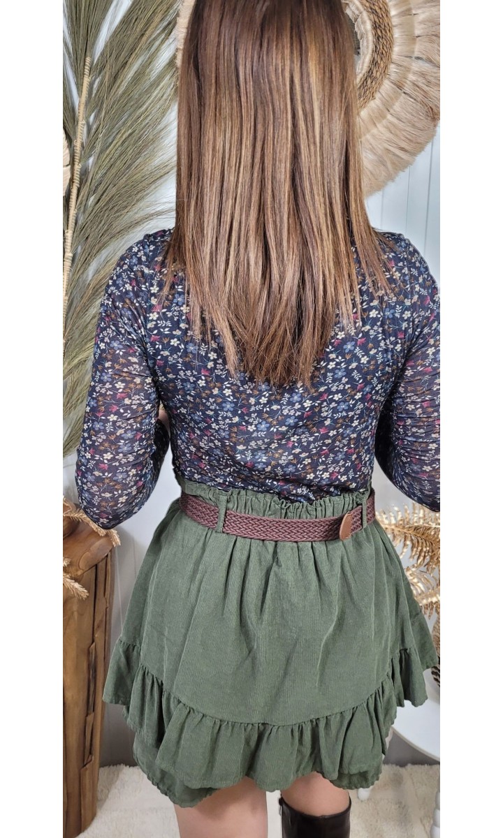 Top Anne-So fleuri manches longues – coloris bleu, vue 2