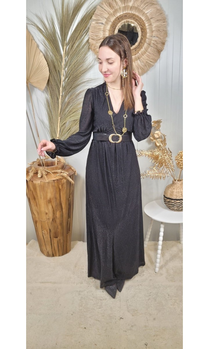 Robe Celena longue lurex pailletée