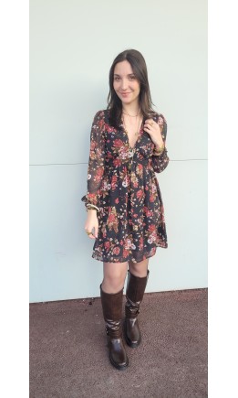 Robe Patricia florale empire – coloris noir