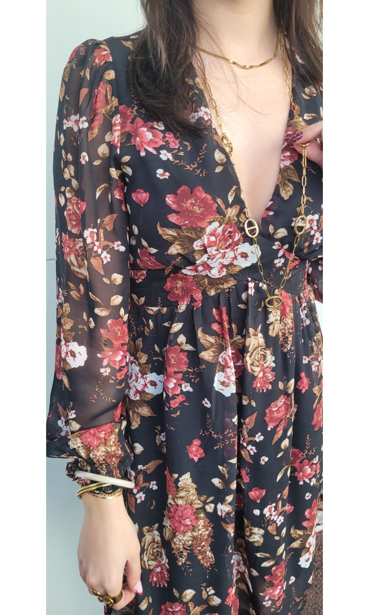 Robe Patricia florale empire – coloris noir, vue 3