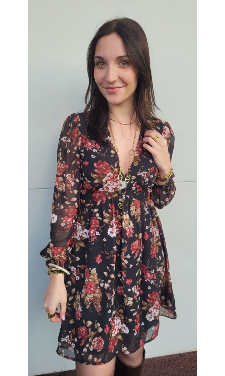 Robe Patricia florale empire – coloris noir, vue 4