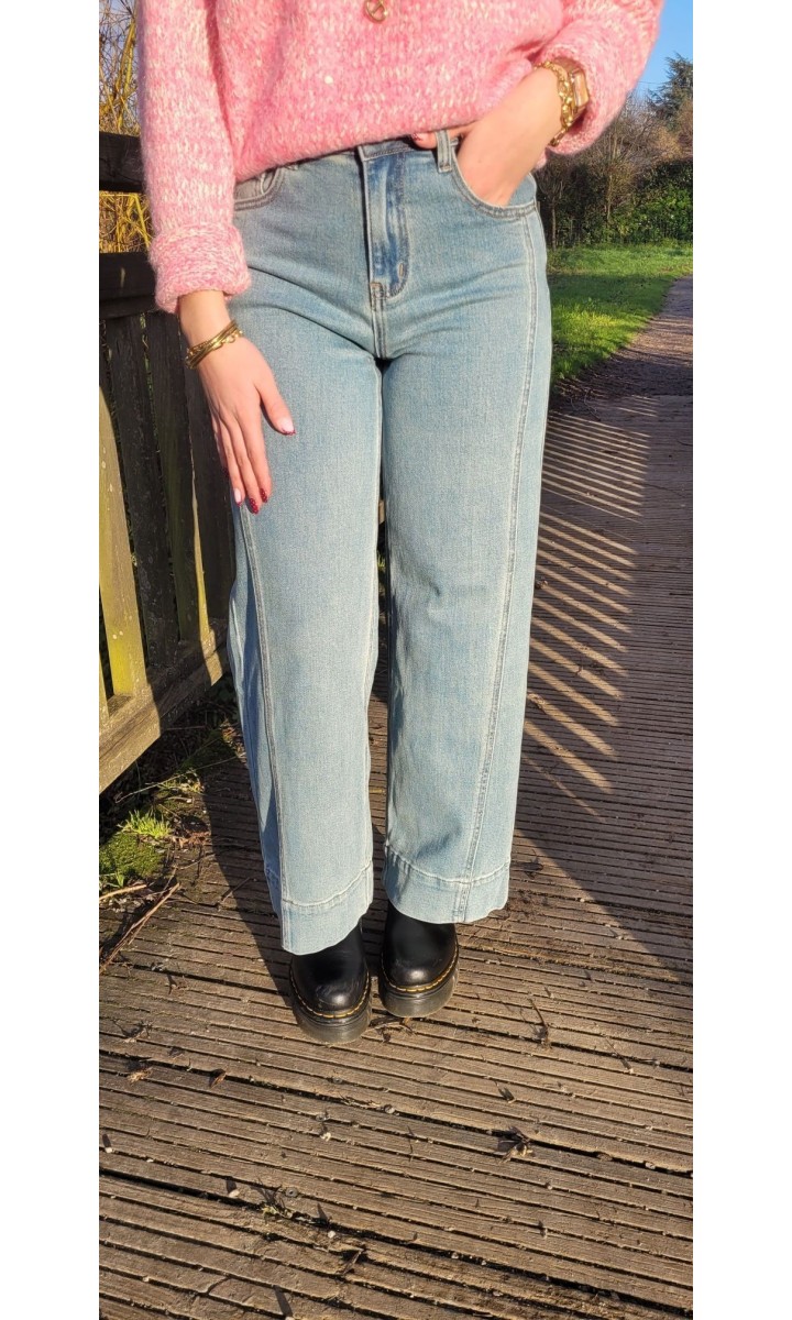 Jeans Lola wide leg délavé clair – vue 3