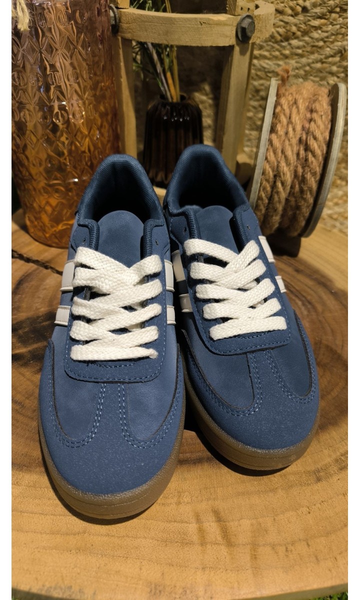 Baskets Prisca suédine bandes blanches – vue 4