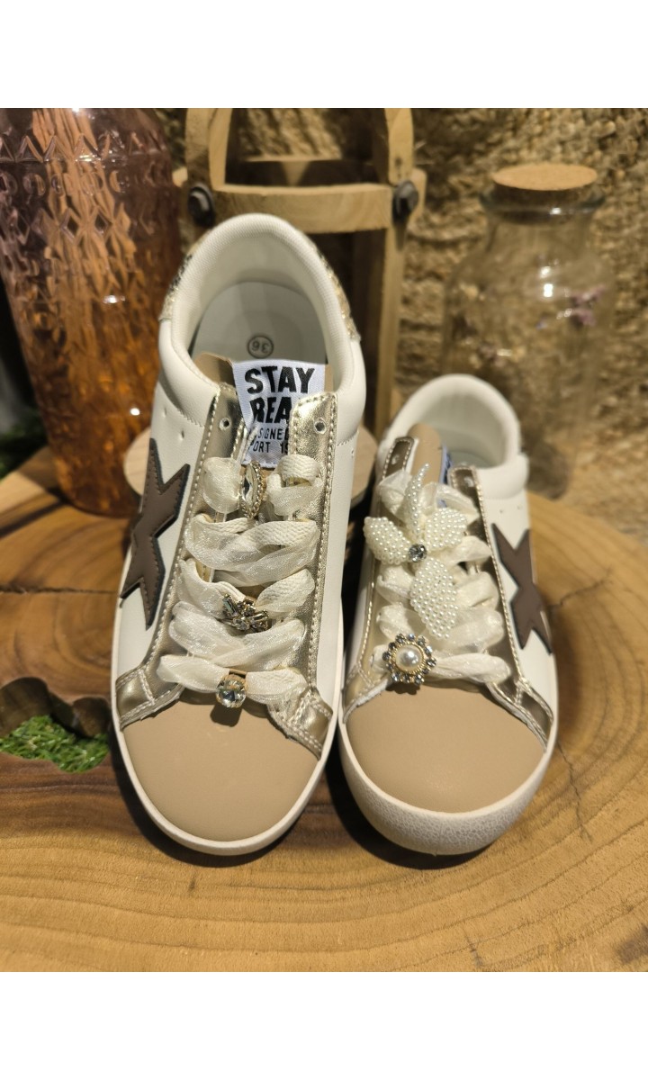 Baskets Bella bijoux de lacets - plateforme – coloris beige, vue 2