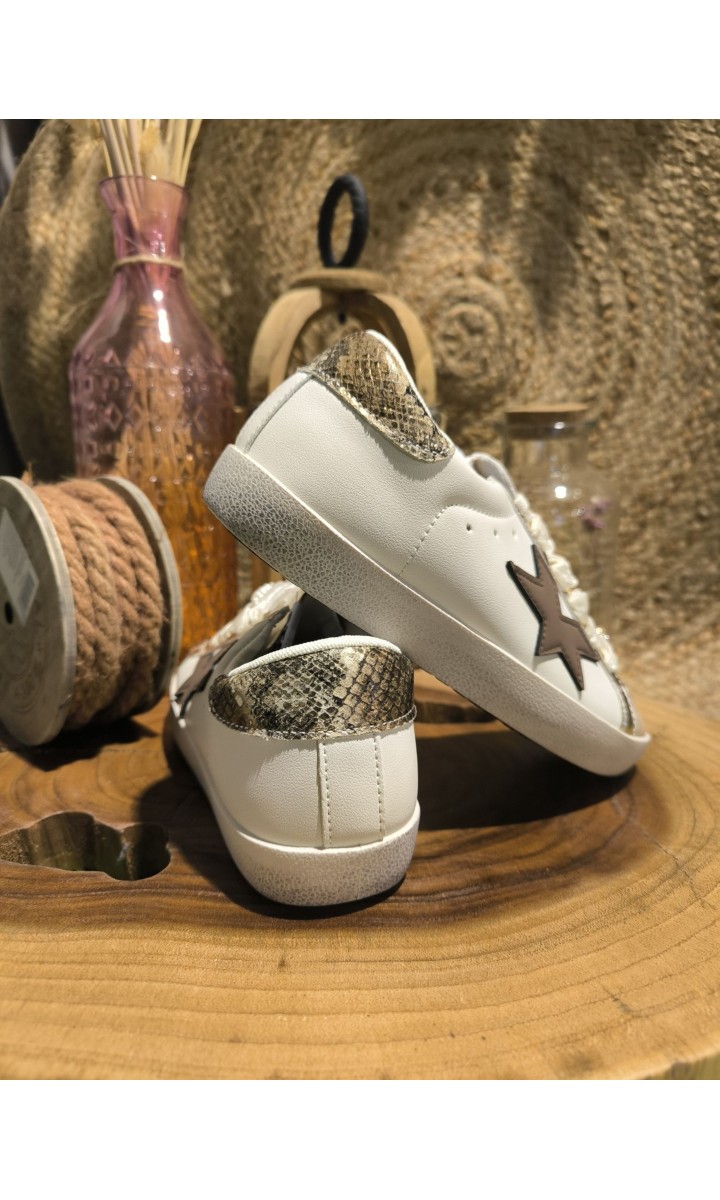 Baskets Bella bijoux de lacets - plateforme – coloris beige, vue 3