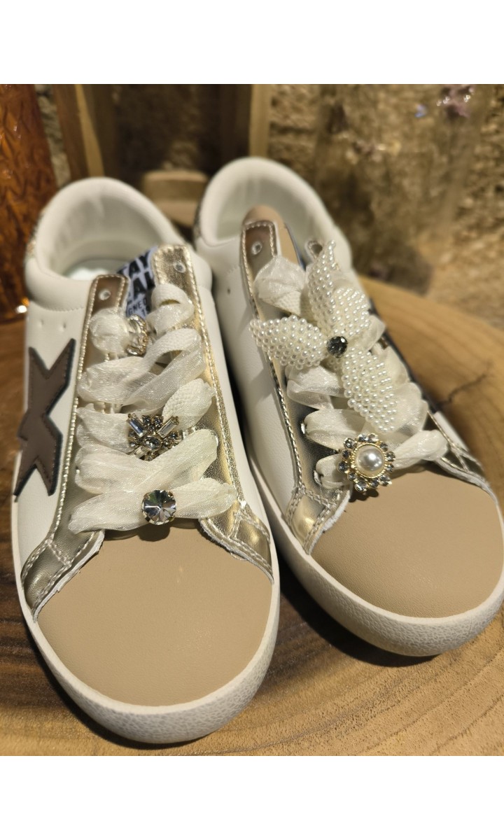 Baskets Bella bijoux de lacets - plateforme – coloris beige, vue 4