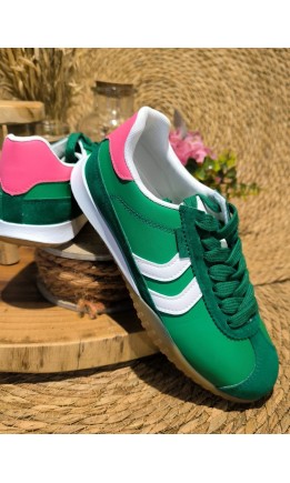 Baskets Jade vert et rose – coloris vert