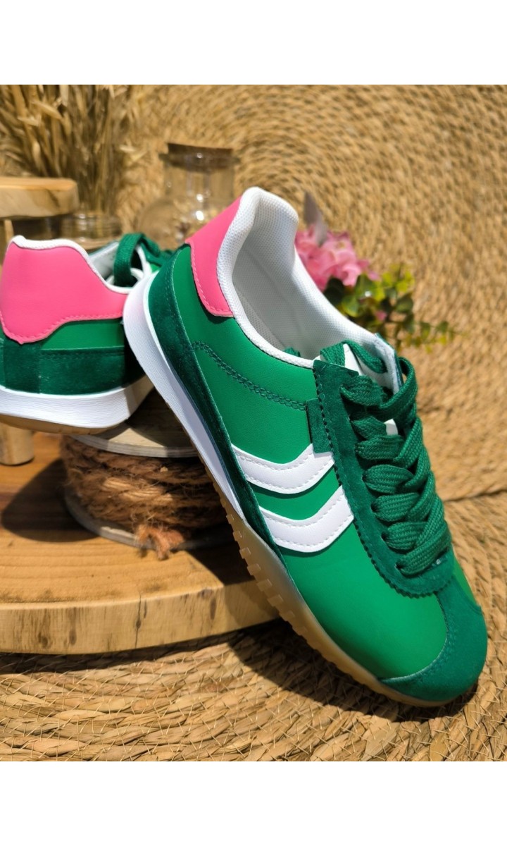Baskets Jade vert et rose – coloris vert
