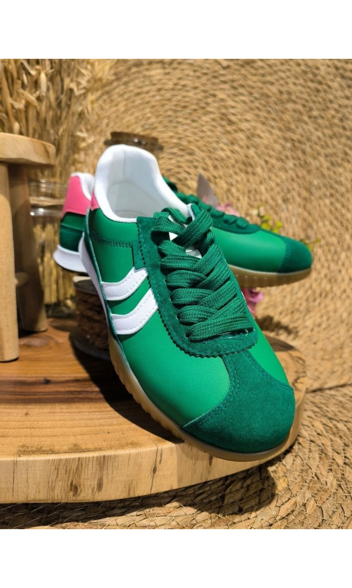 Baskets Jade vert et rose – coloris vert, vue 2