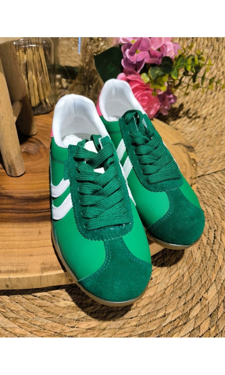 Baskets Jade vert et rose – coloris vert, vue 3