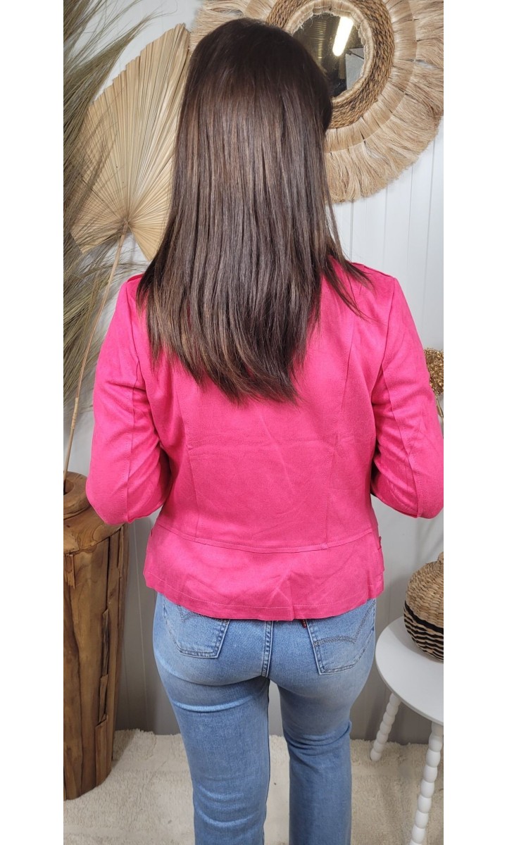 Veste perfecto Sonia en suédine – coloris rose, vue 2