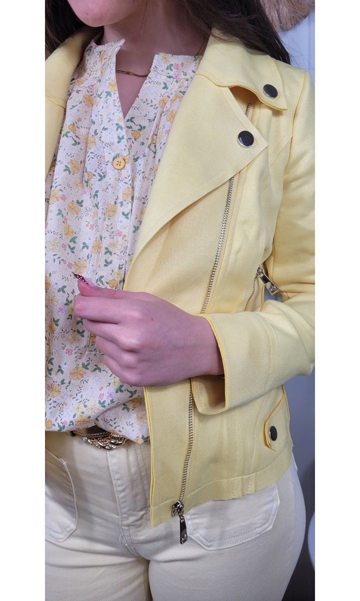 Veste perfecto Ambre en suédine – coloris jaune, vue 2