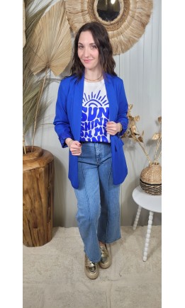 Veste blazer Penelope sans boutonnage – coloris bleu