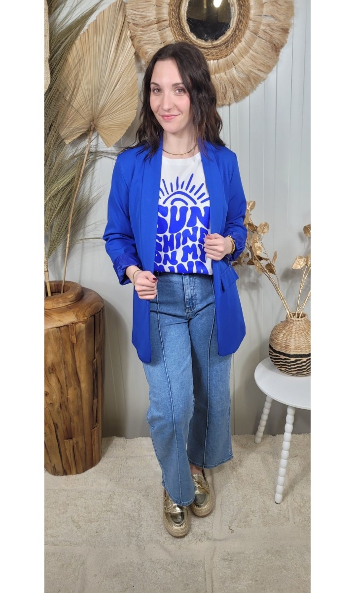 Veste blazer Penelope sans boutonnage – coloris bleu