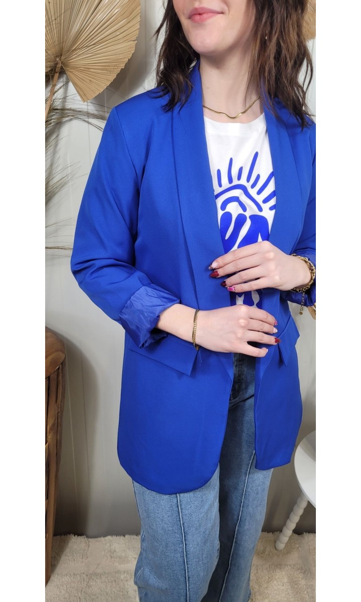 Veste blazer Penelope sans boutonnage – coloris bleu, vue 3