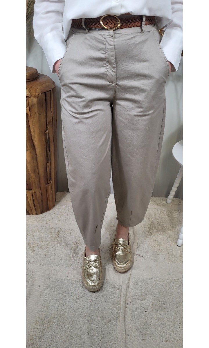 Pantalon chino City carotte 7/8 – coloris beige, vue 2