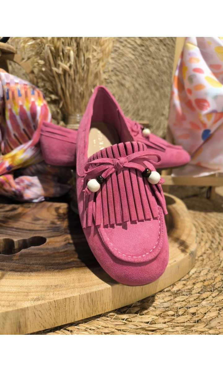 Mocassins Evy à franges et perles – coloris rose, vue 2