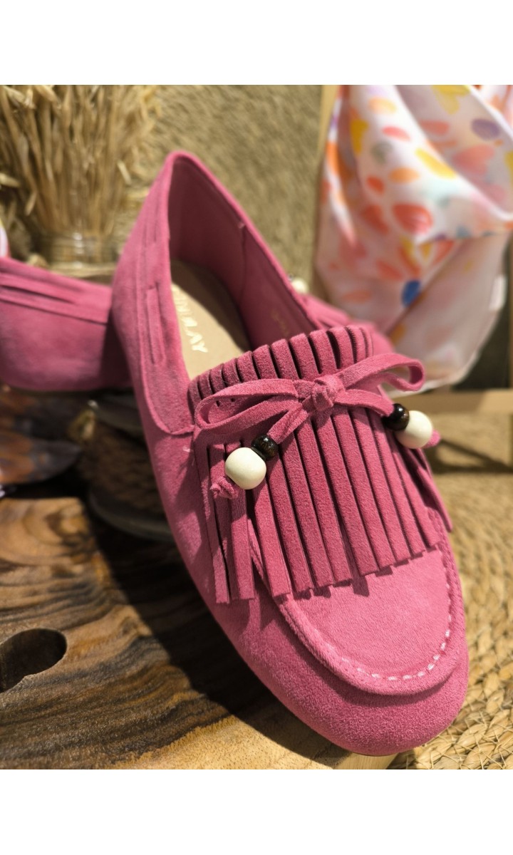 Mocassins Evy à franges et perles – coloris rose, vue 4