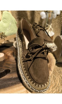 Mocassins Sandra dorés semelle corde – coloris marron
