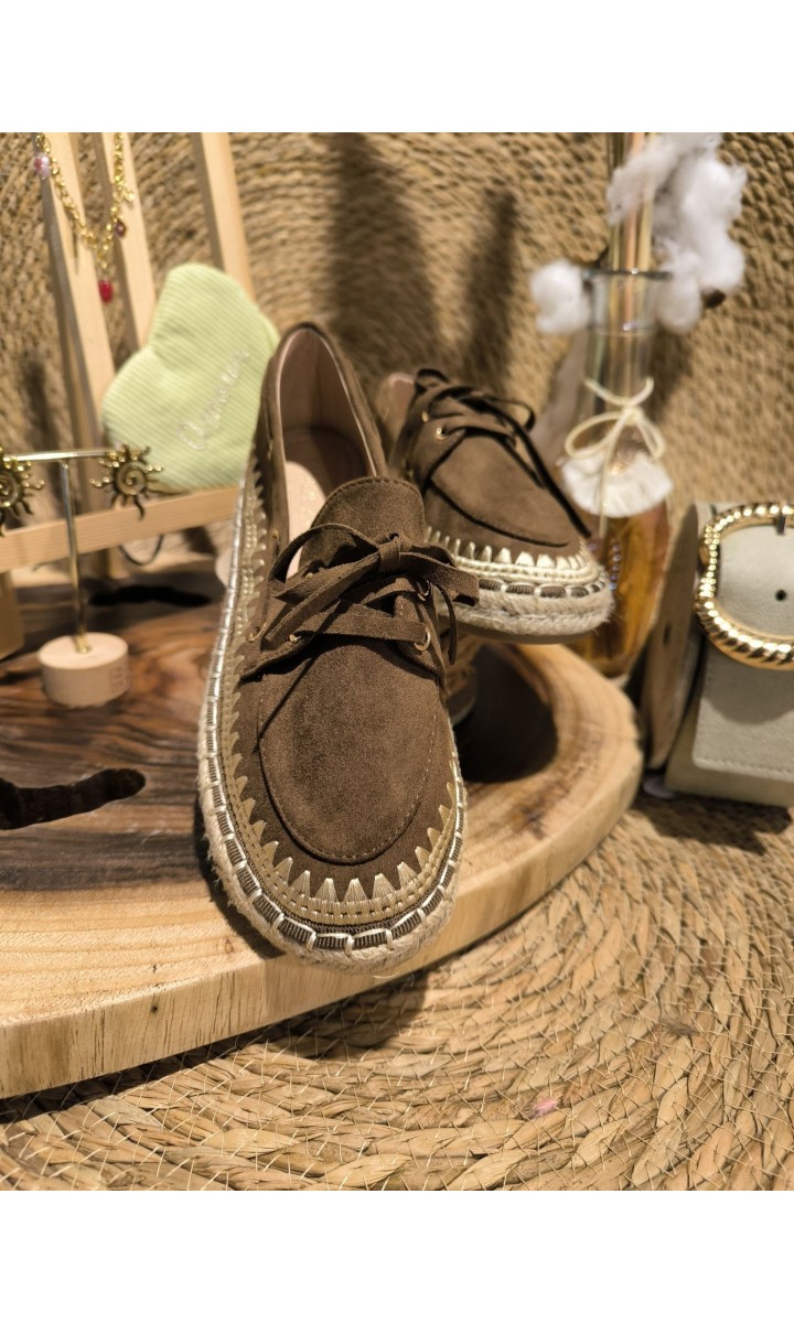 Mocassins Sandra dorés semelle corde – coloris marron, vue 2