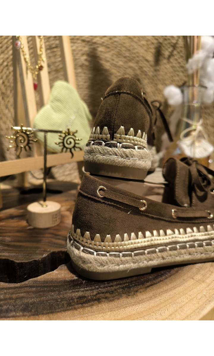 Mocassins Sandra dorés semelle corde – coloris marron, vue 3