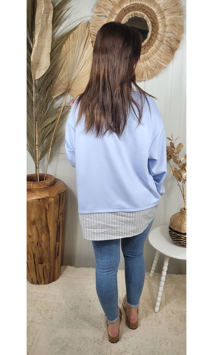 Pull Jaia empiècements chemise - cœur brodé – vue 3
