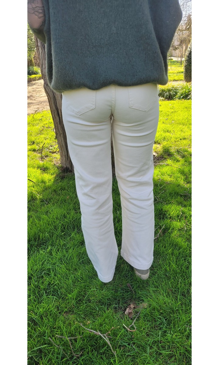 Jeans Ingrida droit galons de dentelle – coloris beige, vue 3