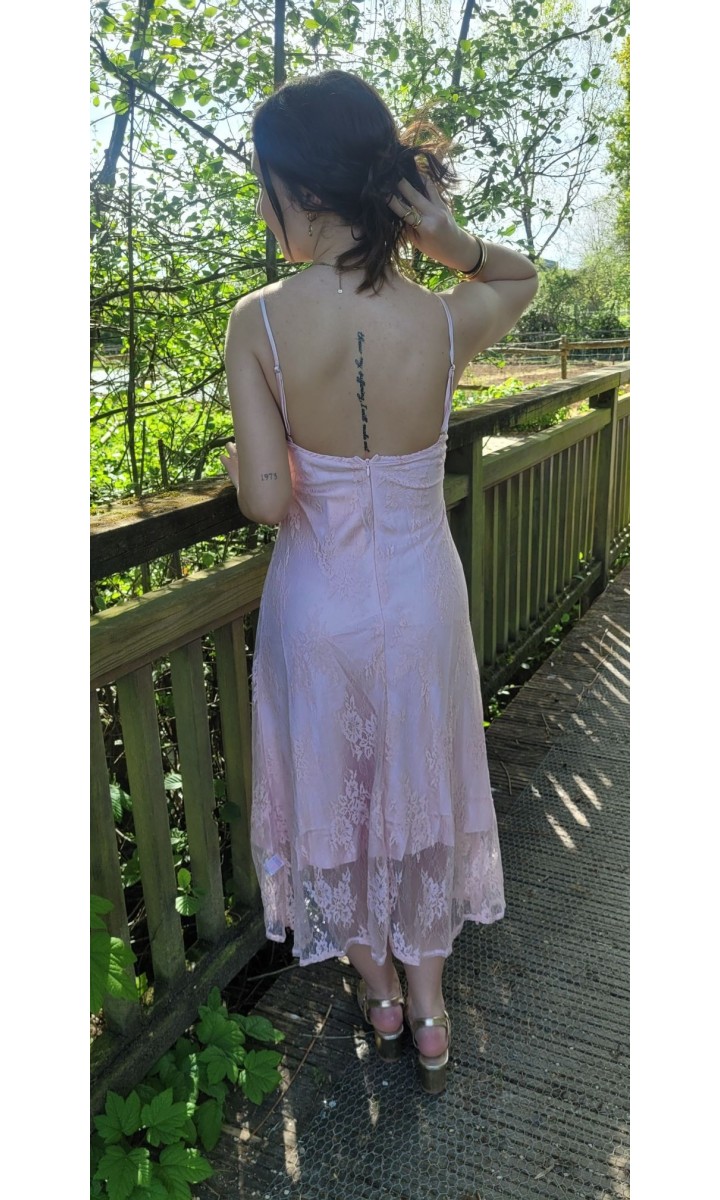 Robe Clarisse bustier dentelle - nœud – coloris rose, vue 2