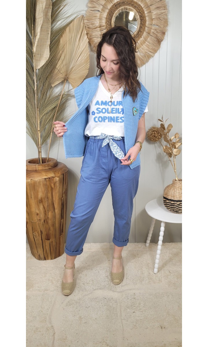 Pantalon Maryse carotte - ceinture fleurie