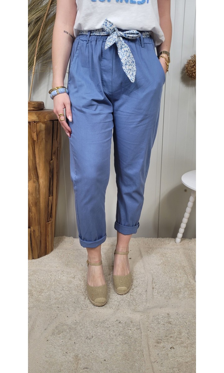 Pantalon Maryse carotte - ceinture fleurie – vue 2