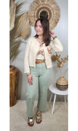 Jeans Angele droit - ceinture offerte – coloris vert